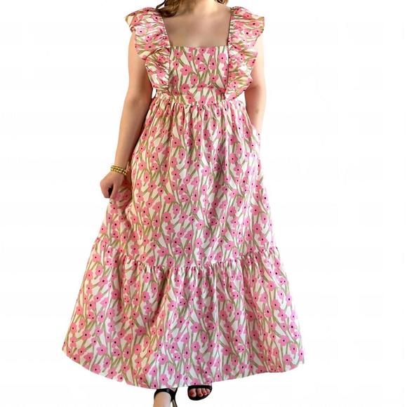 NEW LITTLE DAISY CLOSET waves of florals maxi dress in pink - Picture 1 of 2